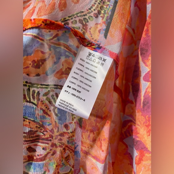 Elizabeth Gillett Anthropologie Floral Print Kimono Wrap - Picture 6 of 9